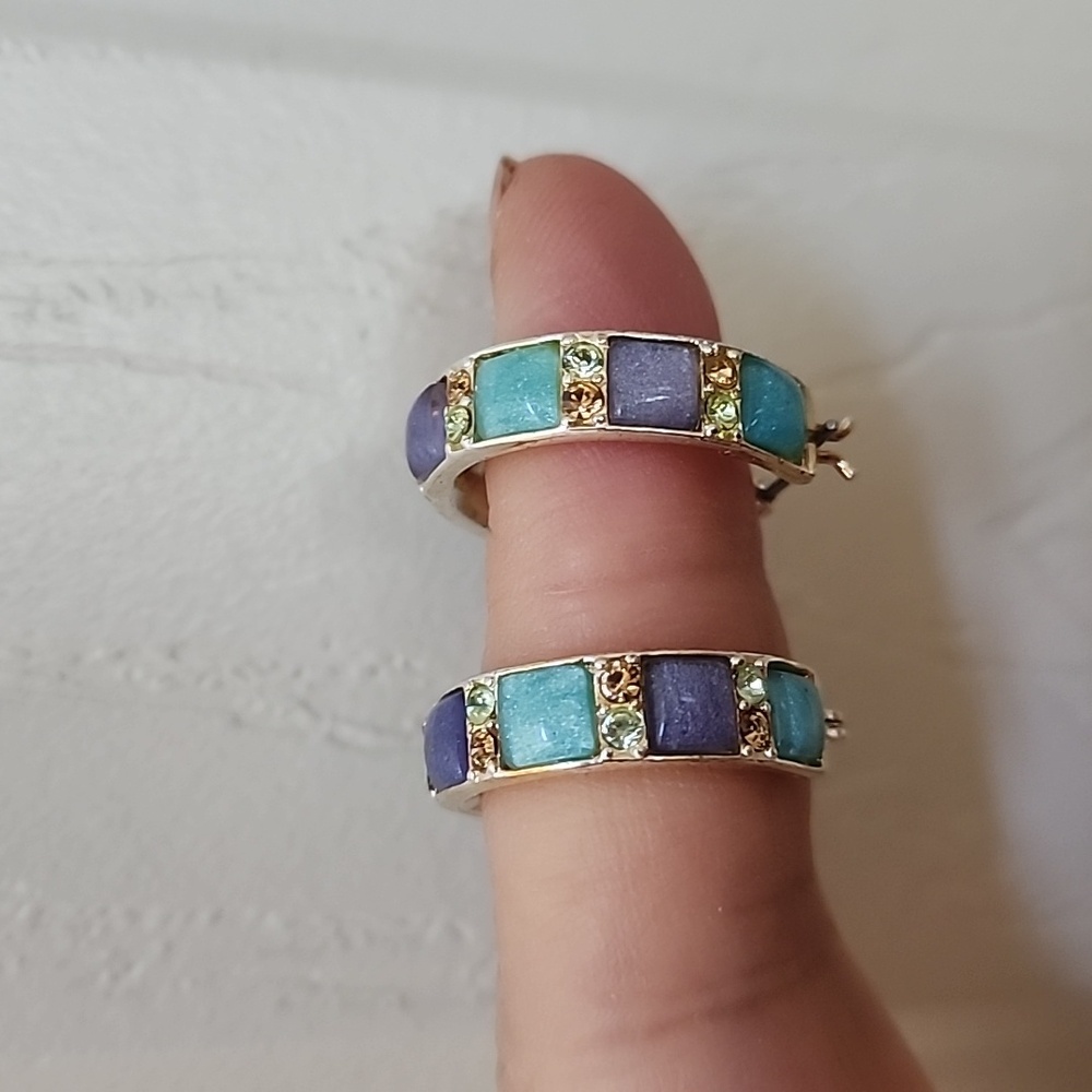Chic Silver and Multicolor Hoop Earrings
